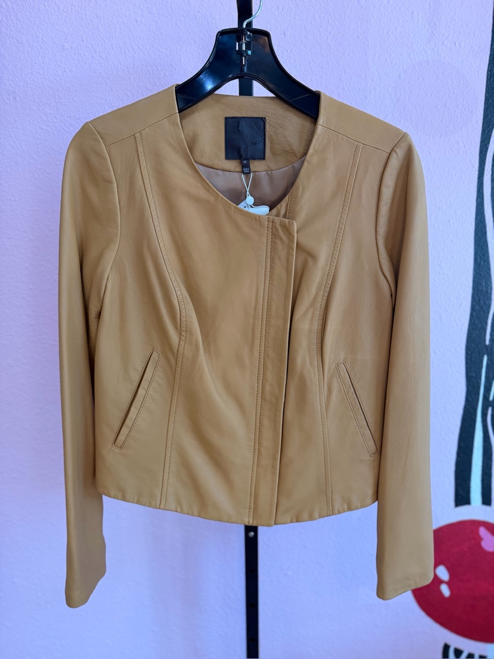 *NEW* Joie Cropped Soft Camel Leather Moto Jacket Size Medium